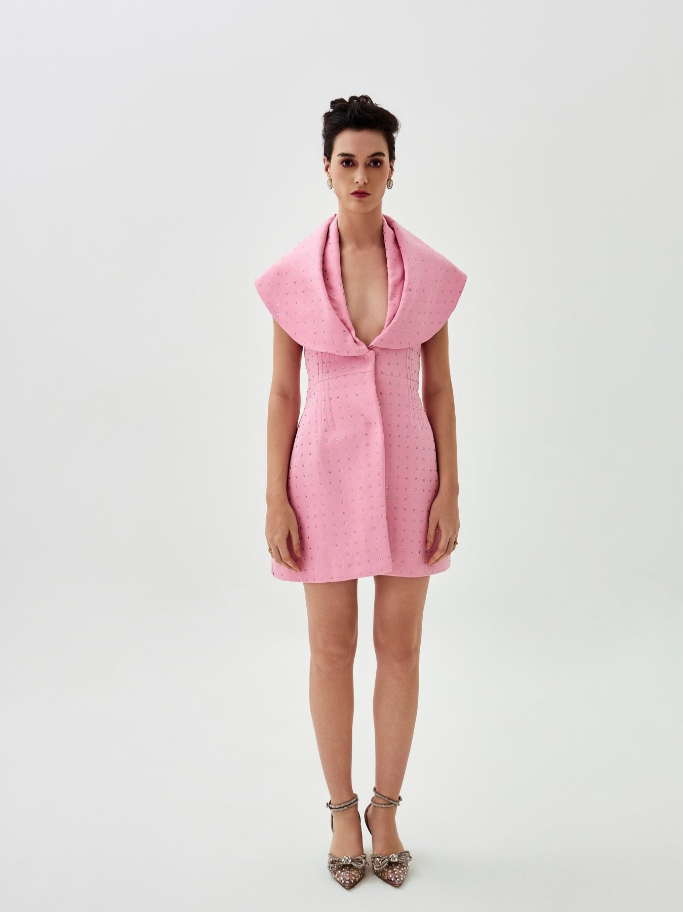 shop for dresses Blush Pink Rhinestone Draped Collar Dress – PROT