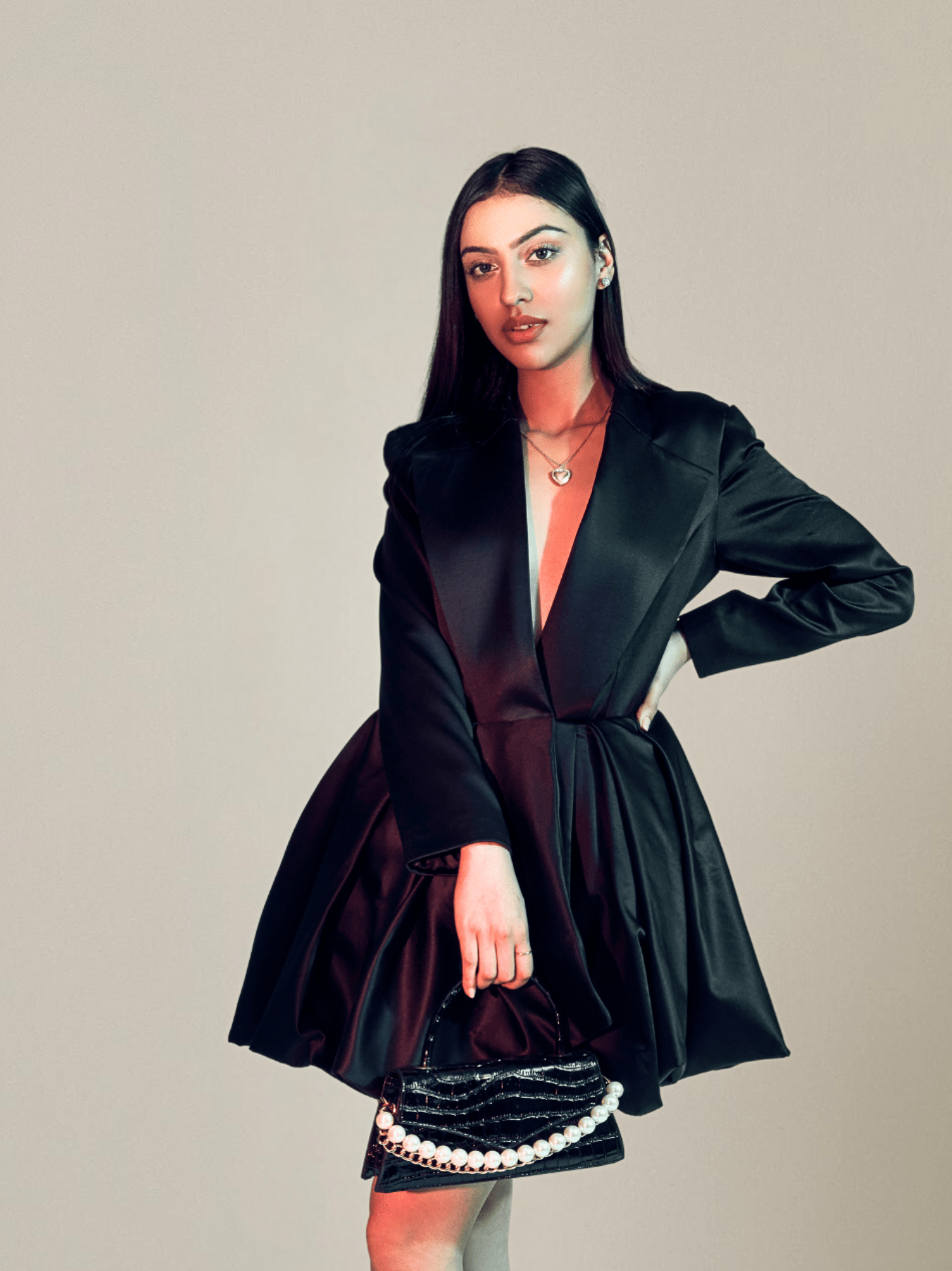 Buy Black Blazer Dress |Voluminous Satin Dress for Women Online – PROT