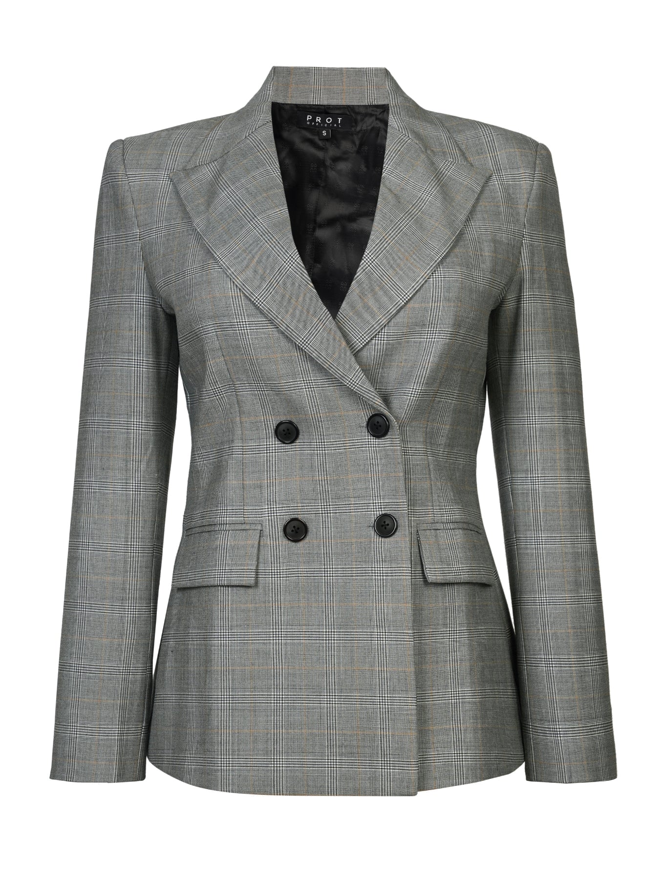 Grey Checked Double Breasted Blazer