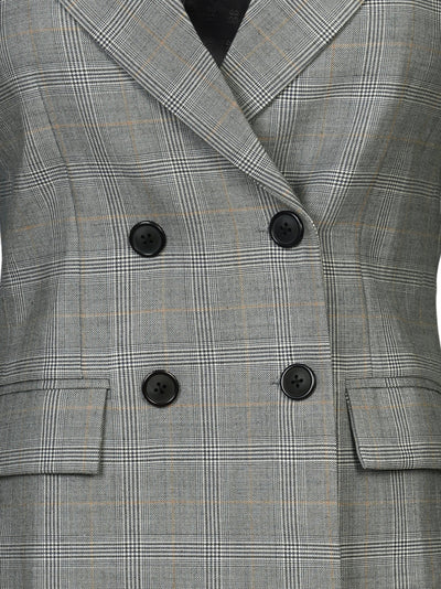 Grey Checked Double Breasted Blazer