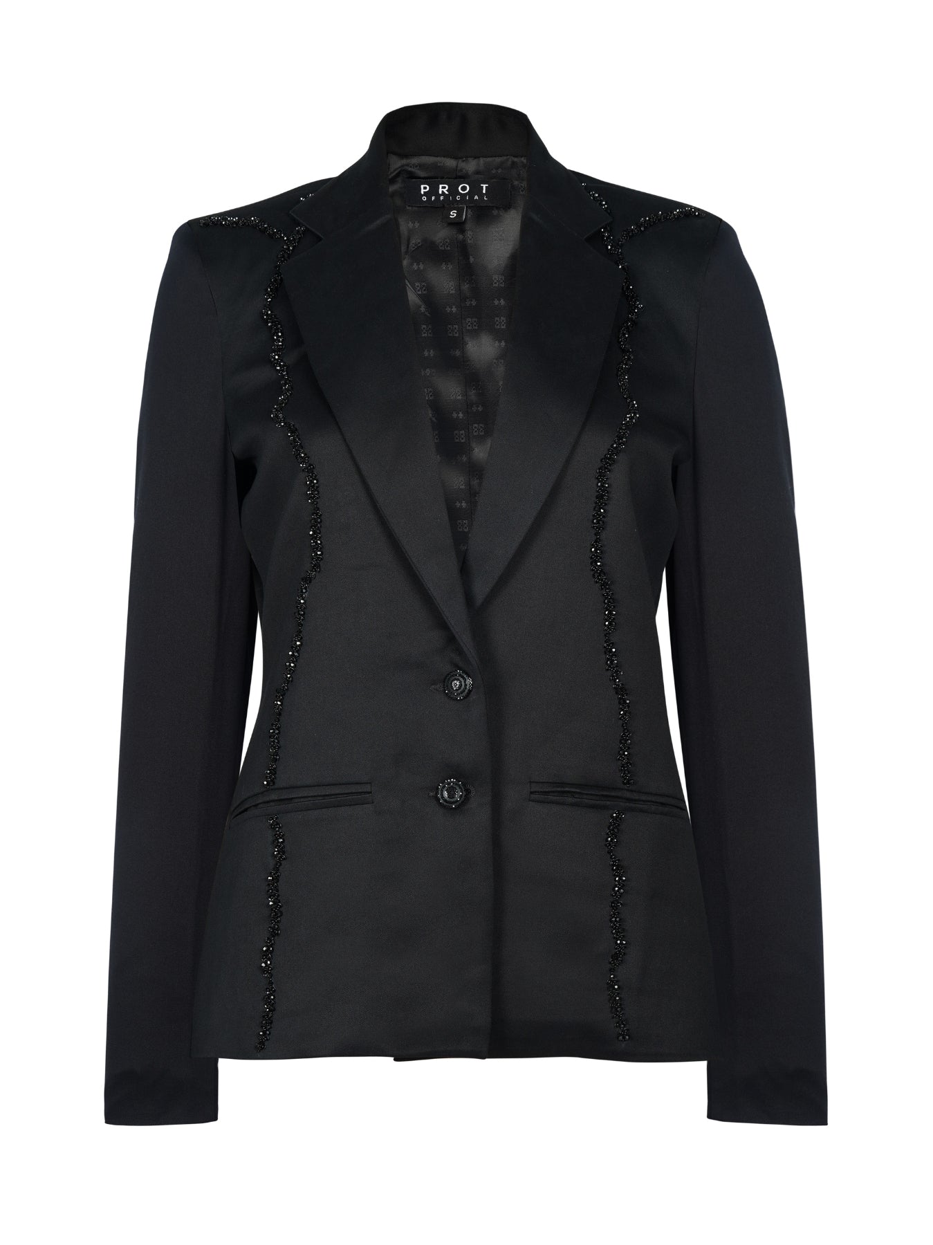 Solid Black Embroidered Blazer
