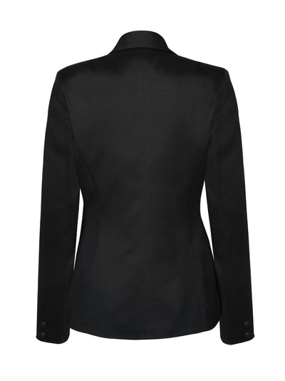 Solid Black Embroidered Blazer