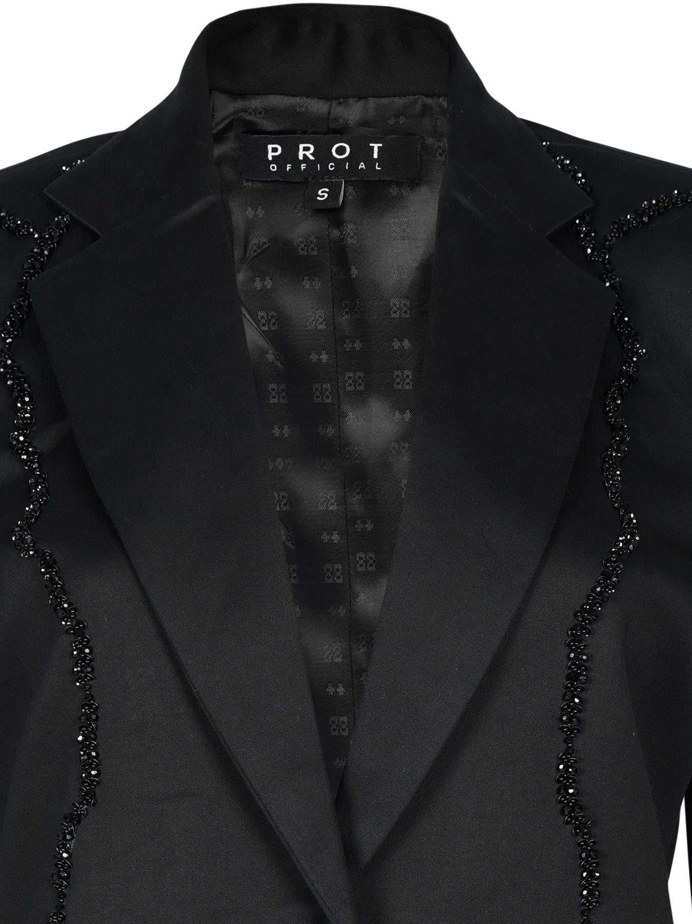 Solid Black Embroidered Blazer