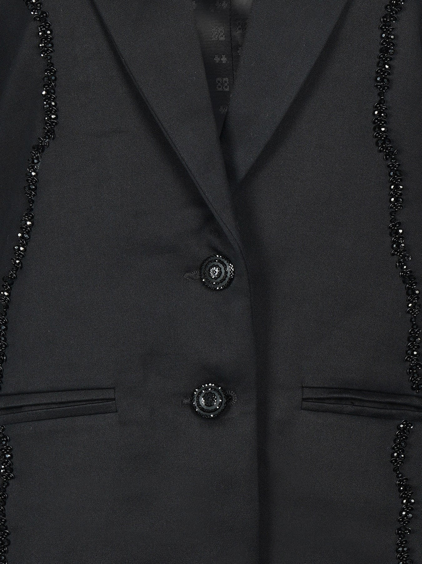 Solid Black Embroidered Blazer