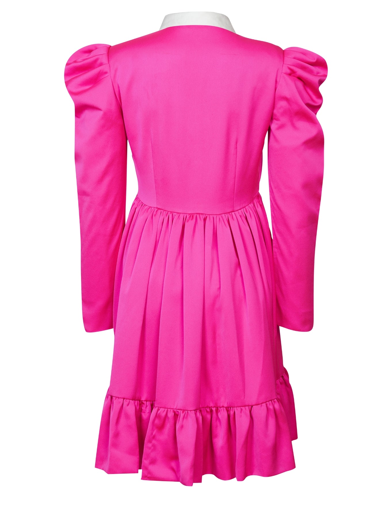 Pink Satin Tier Dress with contrast collar