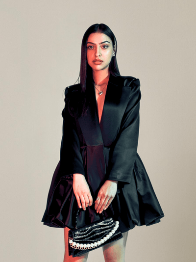 Voluminous Satin Blazer Dress - PROTDresses