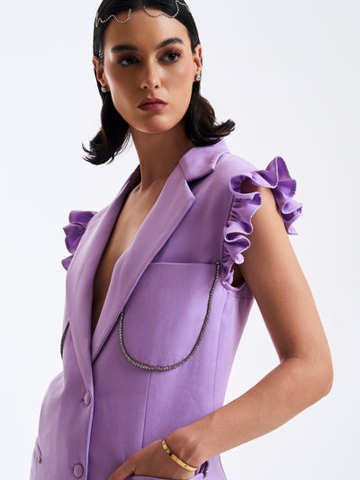 Lilac Sleeveless Ruffled Blazer
