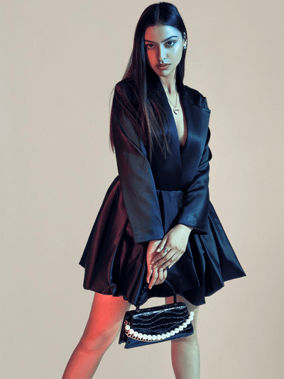 Voluminous Satin Blazer Dress - PROTDresses