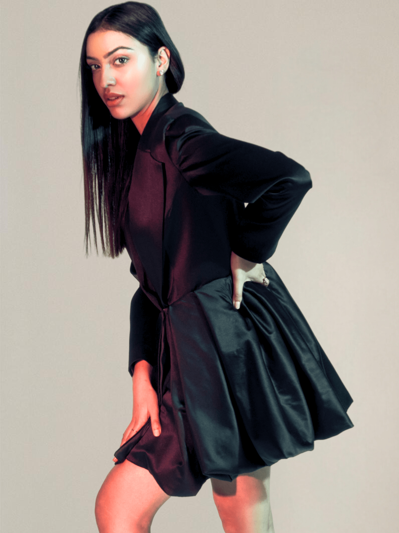 Voluminous Satin Blazer Dress - PROTDresses