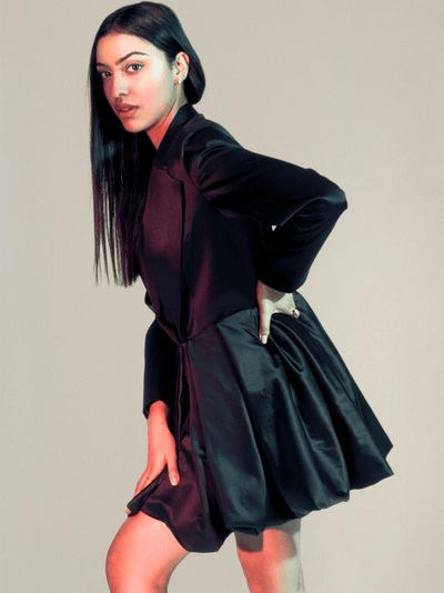 Voluminous Satin Blazer Dress - PROTDresses