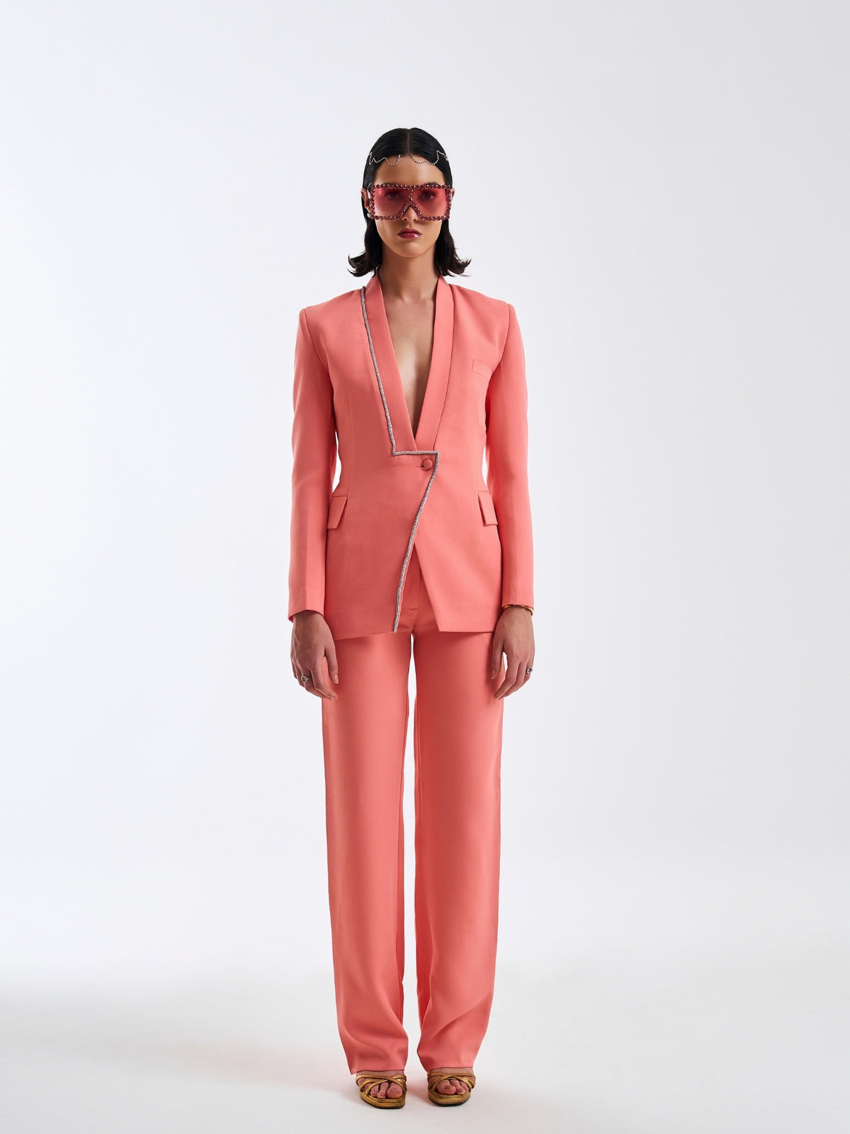Coral Crystal-Trim Power Suit
