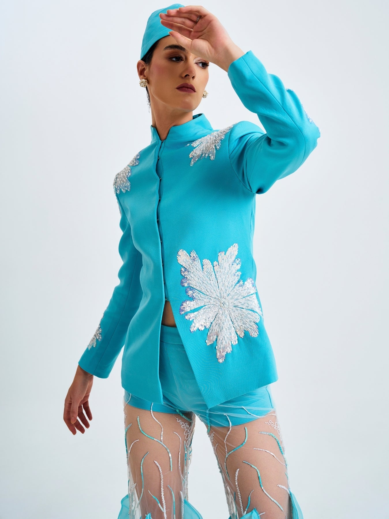 Blue Frost Embroidered Blazer