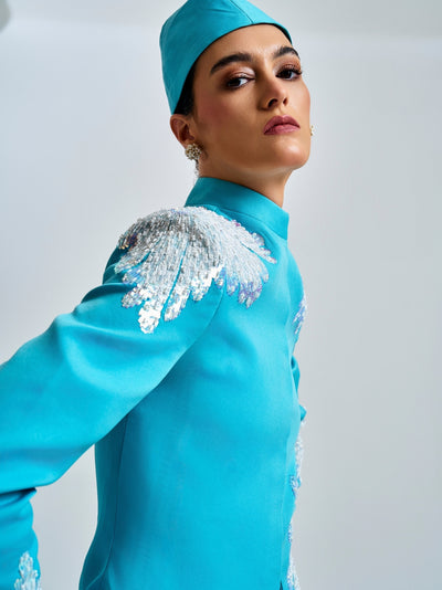 Blue Frost Embroidered Blazer