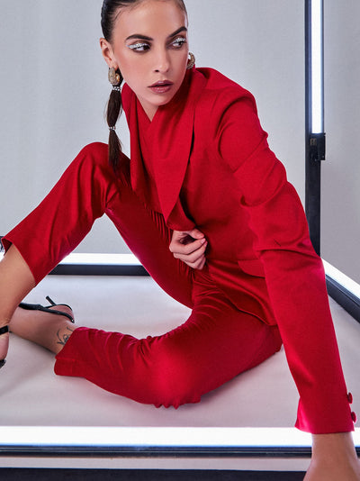 High Waist Trouser in Crimson Red - PROTTrouser