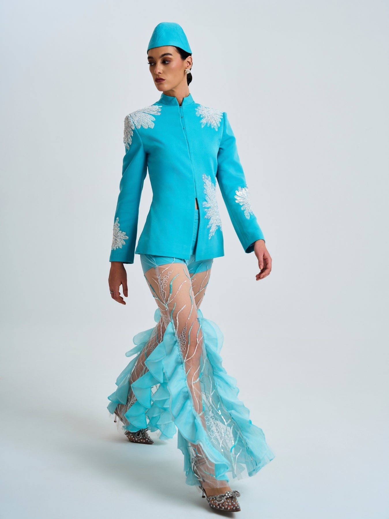 Blue Frost Embroidered Blazer