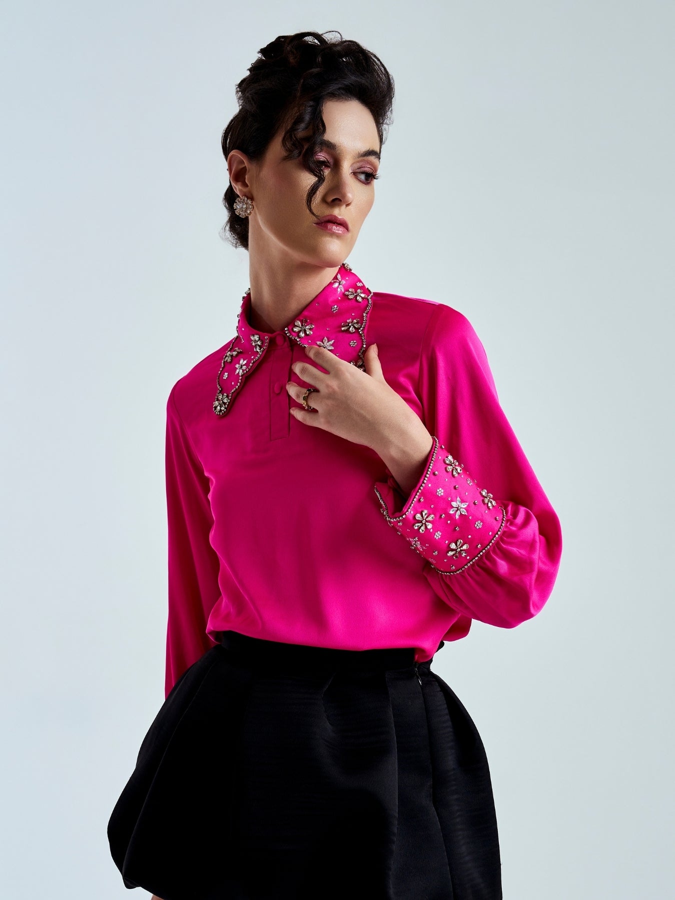 Radiant Embellished Fuchsia Blouse