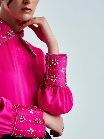 Radiant Embellished Fuchsia Blouse