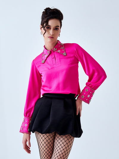 Radiant Embellished Fuchsia Blouse