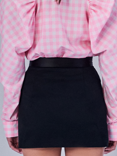 Black Mini Skirt with Satin Detailing