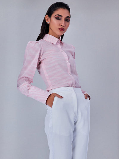 Pink Color Shirt with Stripes