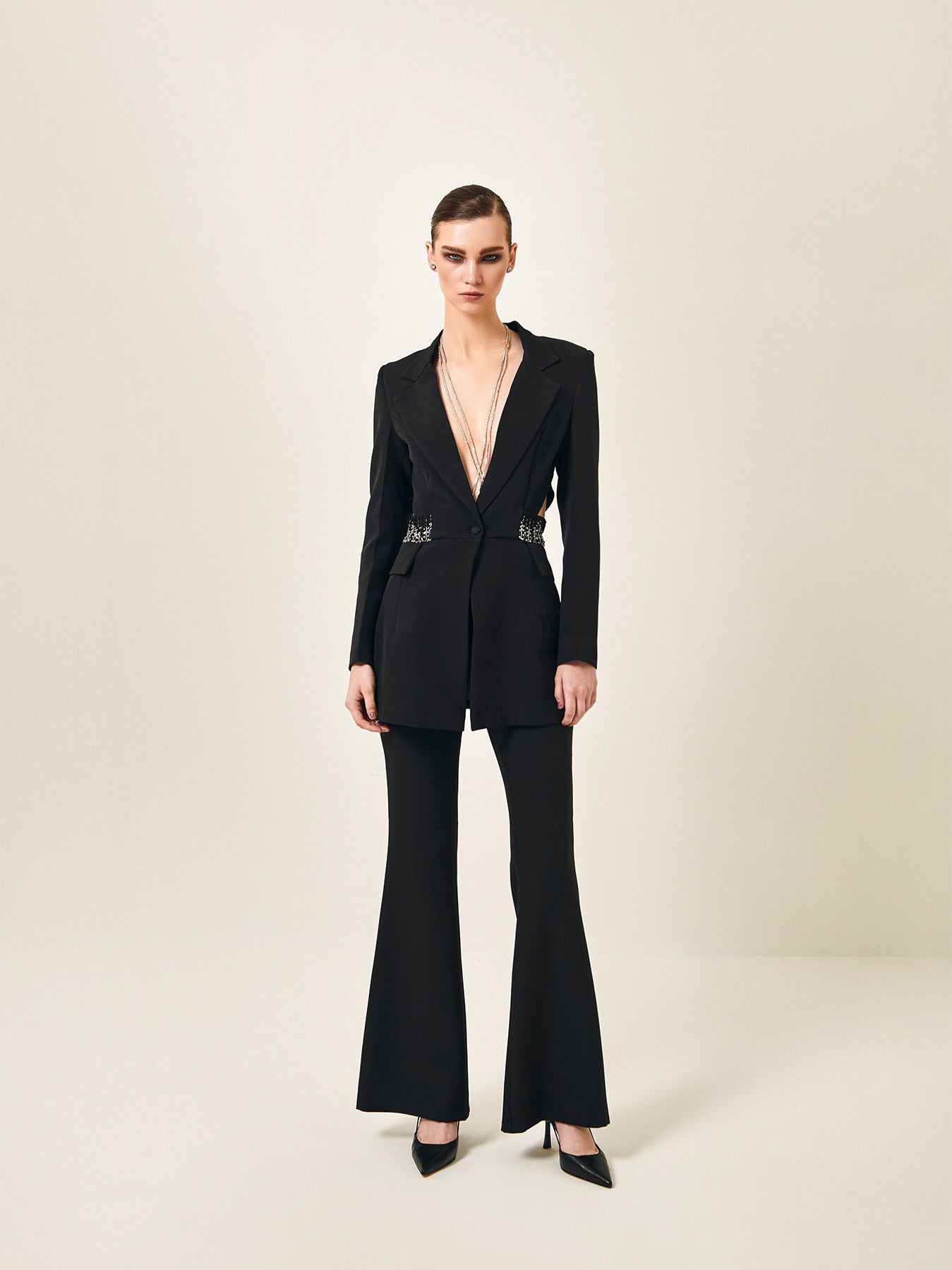 Cut Out Blazer Black