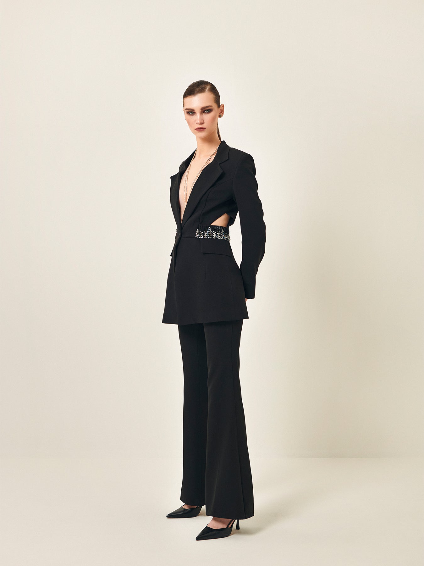 Buy Black Cutout Blazer Online | Black Embroidered Blazer
