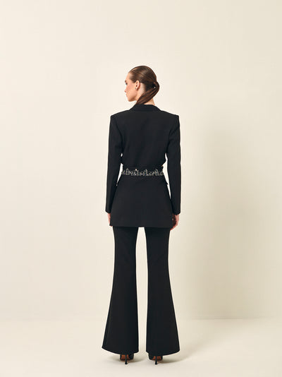Buy Black Cutout Blazer Online | Black Embroidered Blazer
