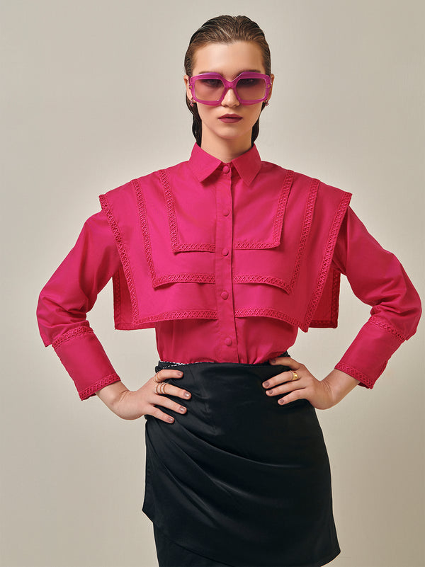 Lace-Detail Layered Shirt