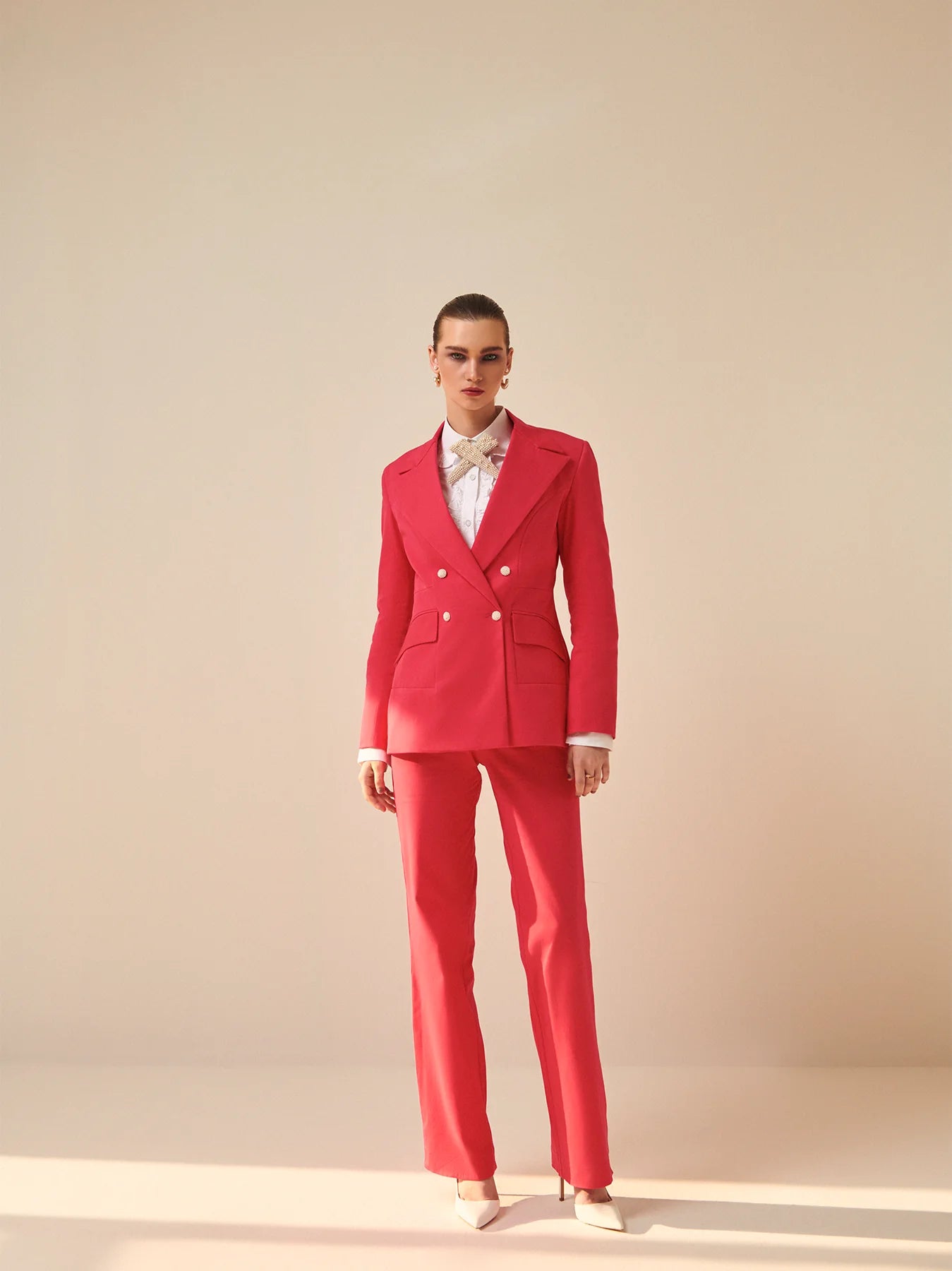 Red Pant Suit By Prot