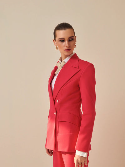 Imperial red Blazer and straight trouser suit