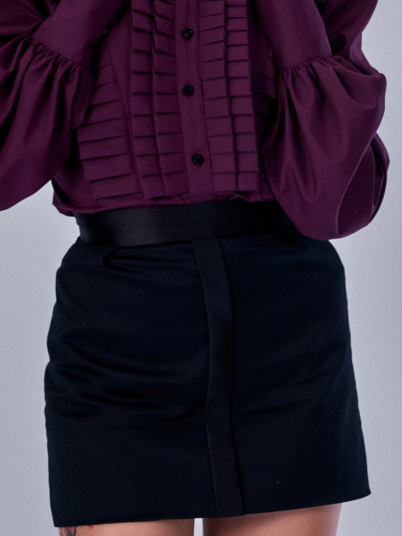 Black Mini Skirt with Satin Detailing