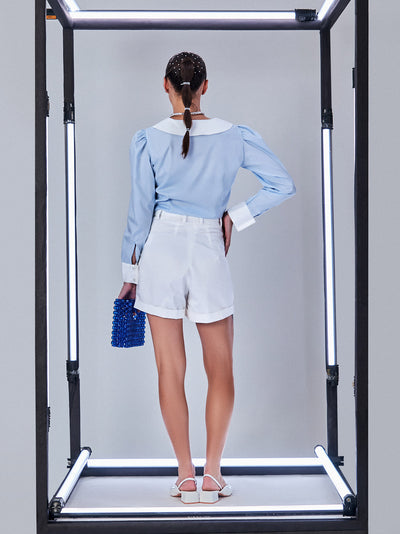 Check Blue Cropped Shirt for Women