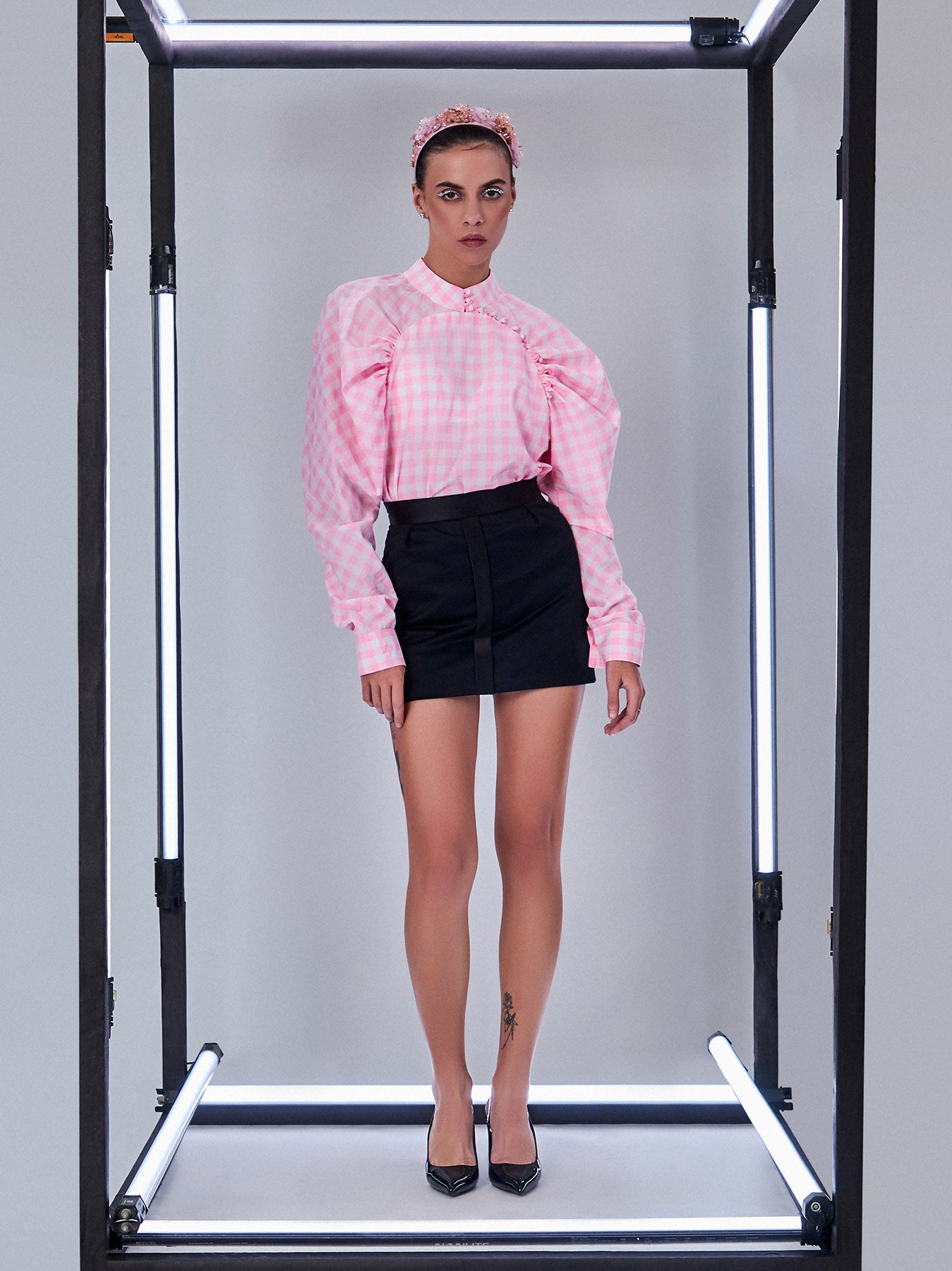 Pink Gingham Check Top