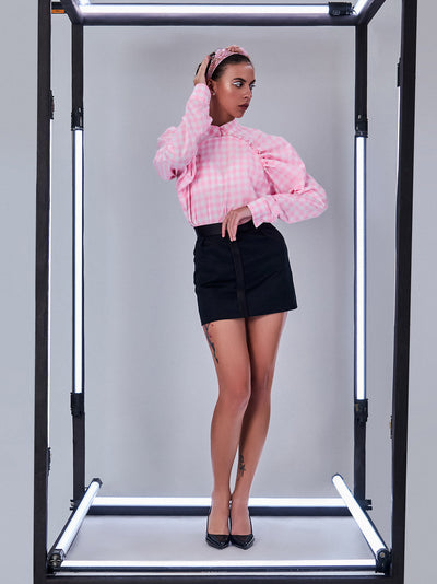 Pink Gingham Check Top