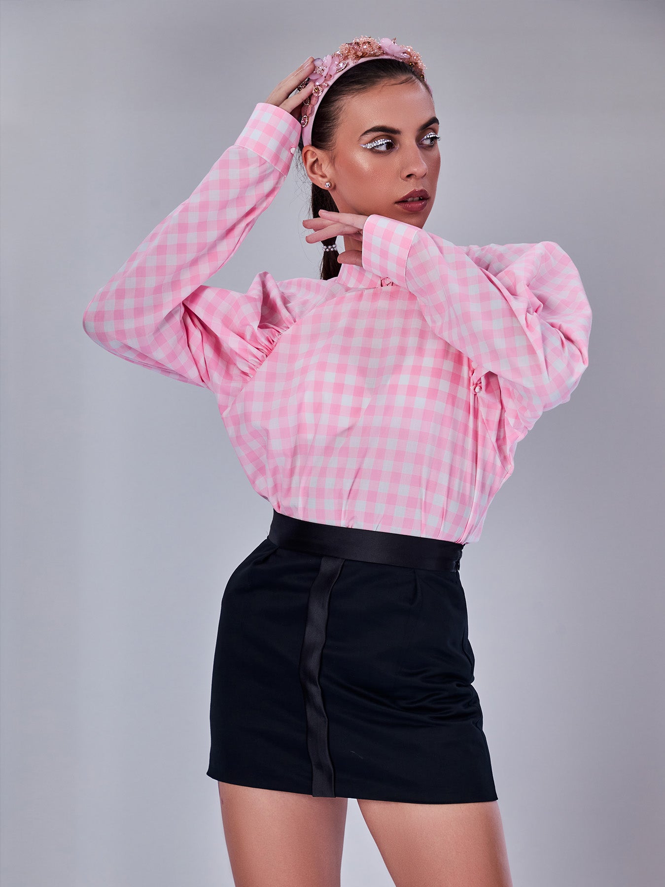 Pink Gingham Check Top