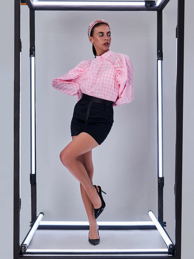 Pink Gingham Check Top