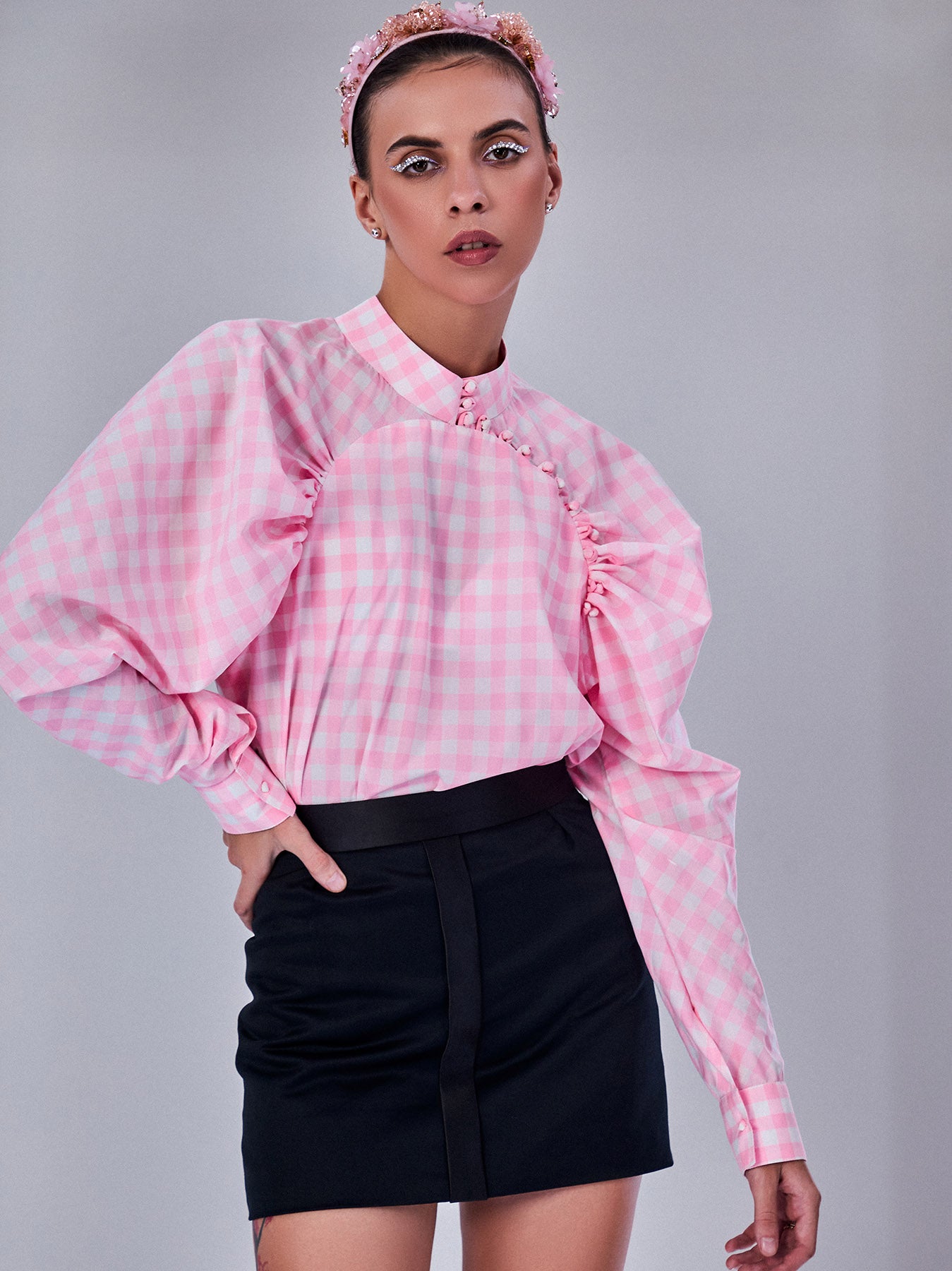 Pink Gingham Check Top