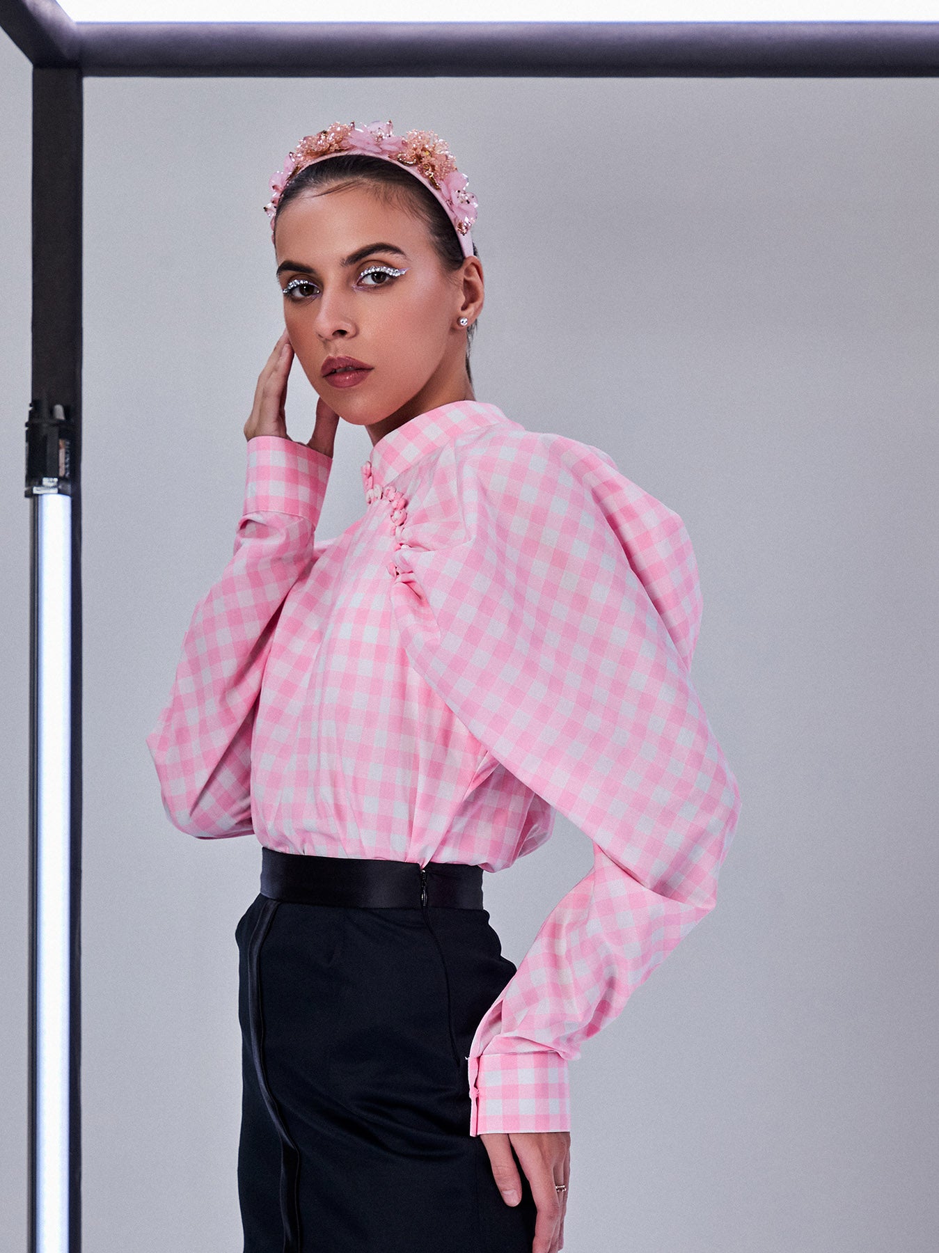 Pink Gingham Check Top