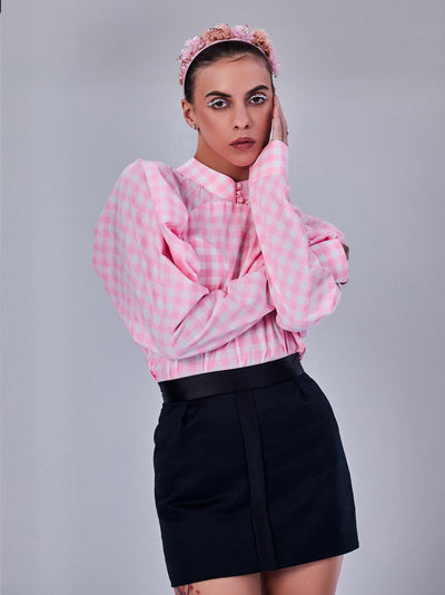 Pink Gingham Check Top