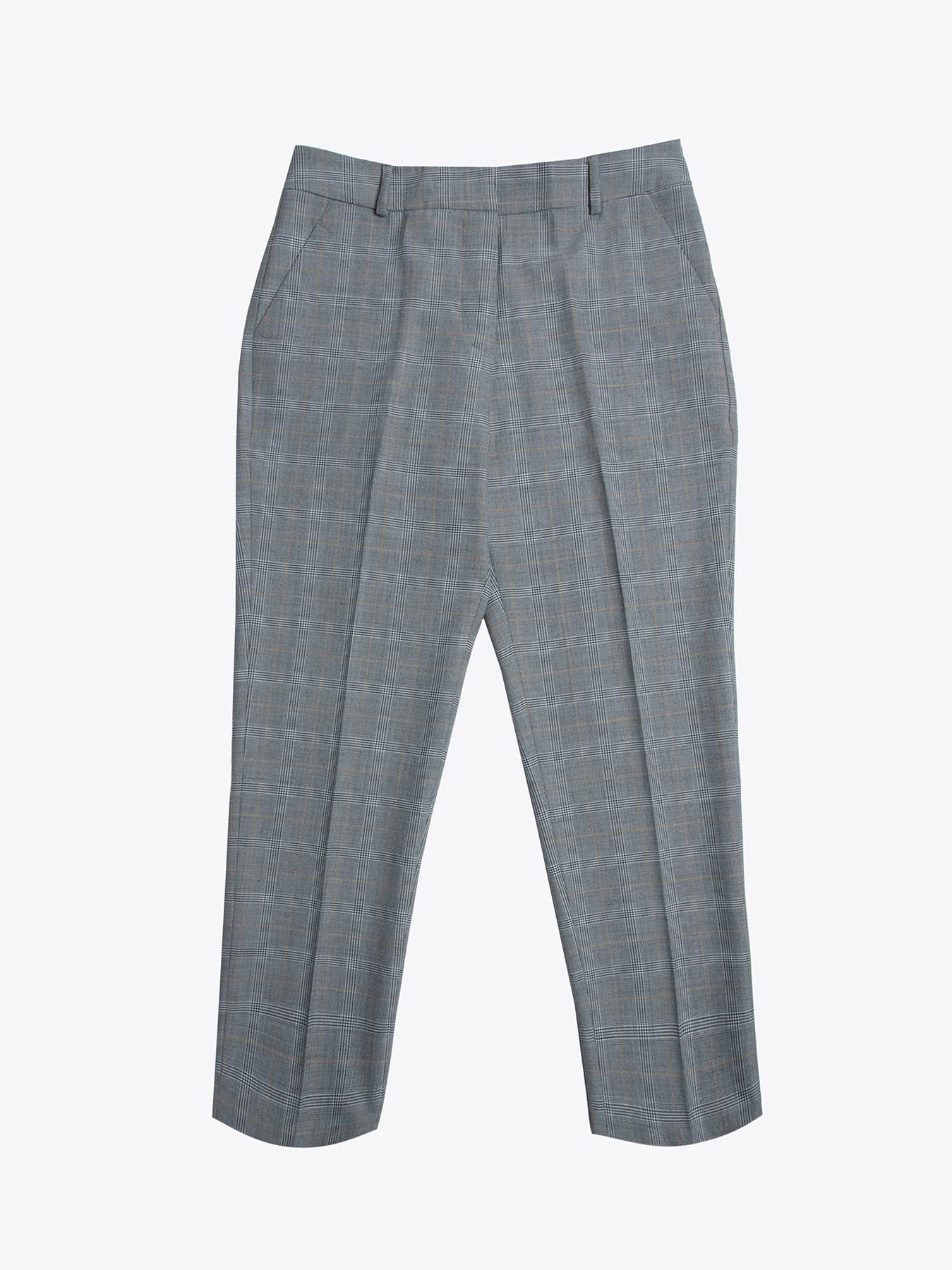 Grey checked high waist trousers