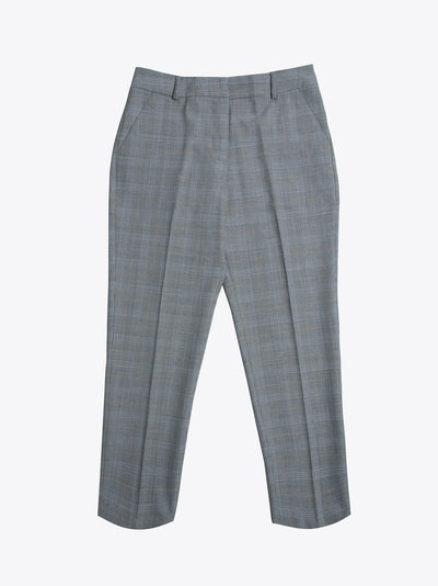 Grey checked high waist trousers