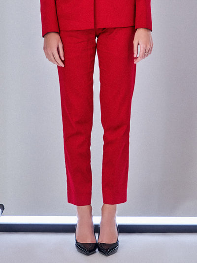 High Waist Trouser in Crimson Red - PROTTrouser