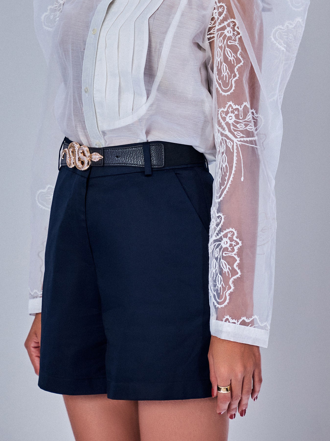 High Waist Shorts in Midnight Blue