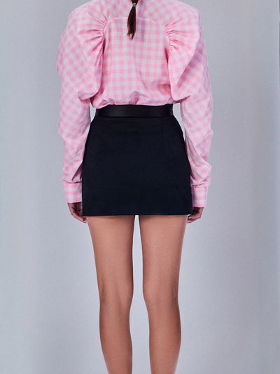 Black Short Skirt with Satin Detailing