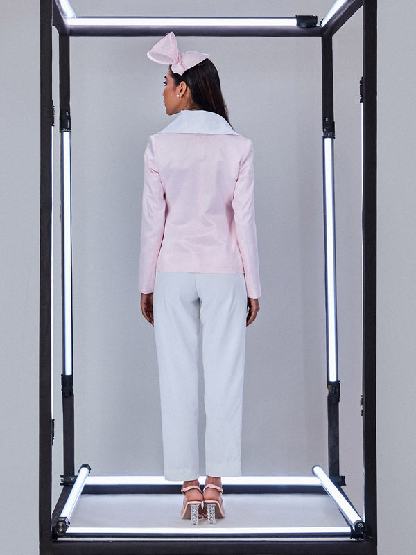 Baby Pink Blazer with Bow Pant Suit