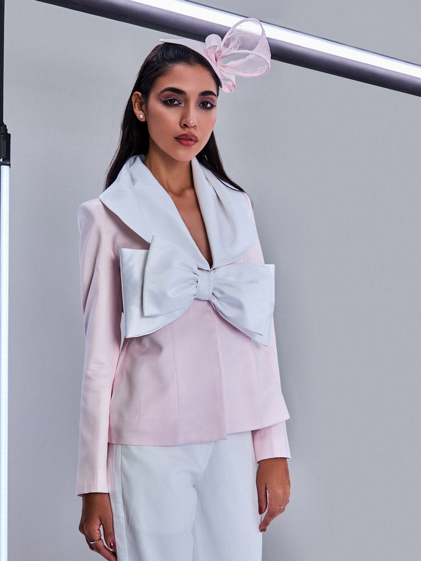 Women Pink Blazer with Bow