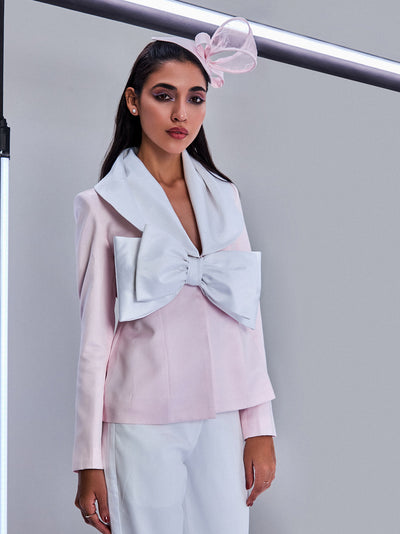Women Pink Blazer with Bow