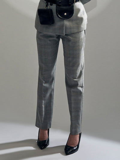 High waist grey trousers for women